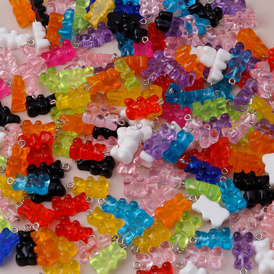 10pcs 22X11mm Candy Color Gummy Mini Bear Charms for Making