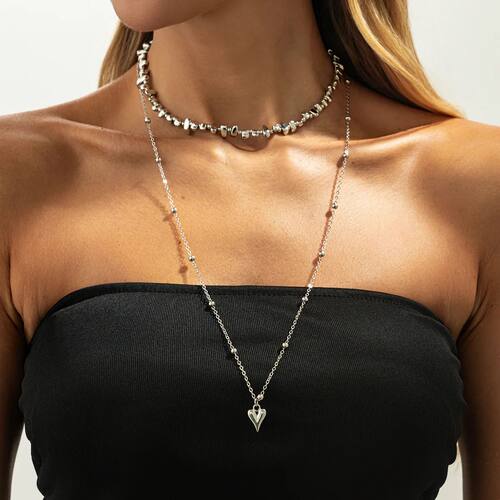 Simple Gold Metal Heart Pendant Necklace 2026 Multi Layer