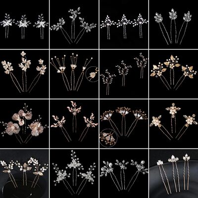 3Pcs/set Crystal Pearl Hairpins for Women Wedding Party Bag