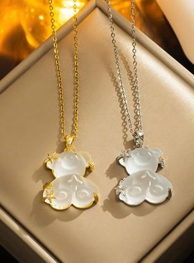 Fashion Cute Bear Star Necklace Trendy Crystal Personality