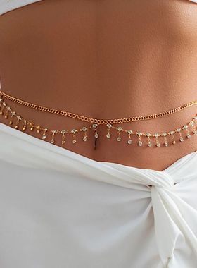 Sexy Rhinestone Star Tassel Pendant Waist Belly Belt Chain