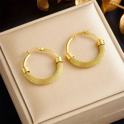 316L Stainless Steel Geometric Circle Metal Simple Earrings