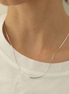 S925 Sterling Silver Square Snake Bone Clavicle Chain For