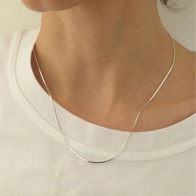 S925 Sterling Silver Square Snake Bone Clavicle Chain For