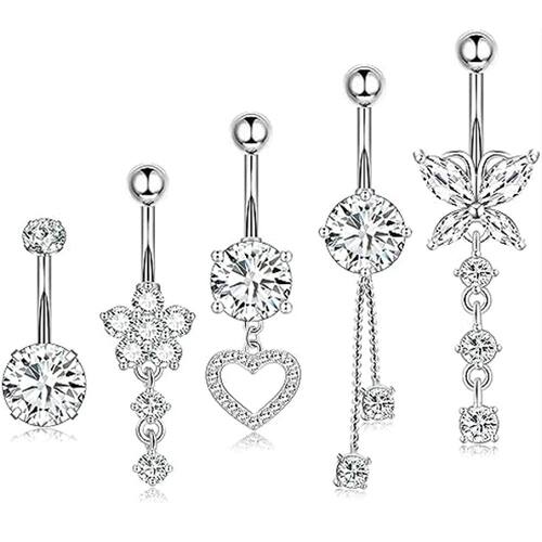 1PC Butterfly Heart Dangled Belly Button Rings Piercing