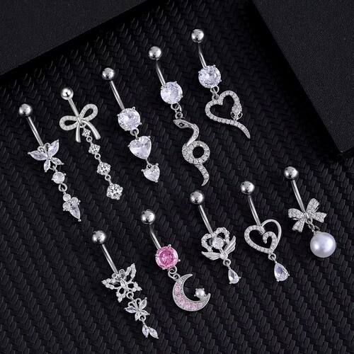14G Long Dangled Belly Button Rings Stainless Steel