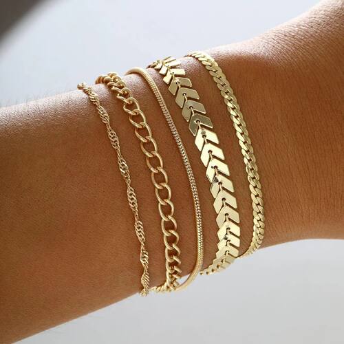 Fashion Gold Color Bracelet Set For Women Minimalist Snake