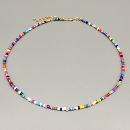 Simple Seed Beads Strand Necklace Women String Beaded Short