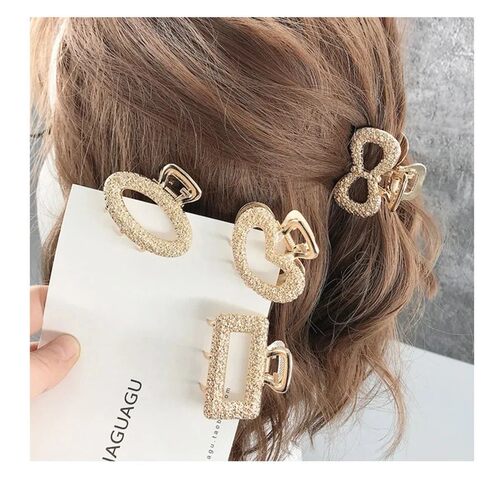 5Pcs Gold Mid-Size Fashion Alloy Hair Claws Hairpins