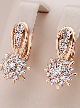Kinel Hot Shiny Natural Zircon Flower English Earrings Women