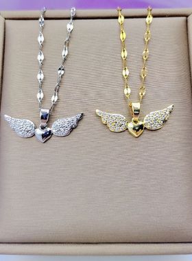 Fashion Love Angel Wings Necklace Retro Personality Heart