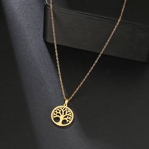 Stainless Steel Necklace Hot Tree of Life Round Pendant