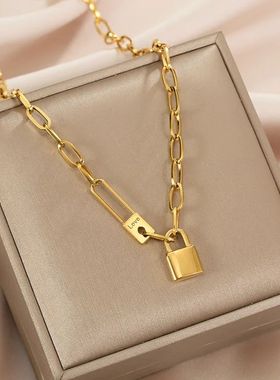 Stainless Steel Letter Love Lock Pendant Thick Chain