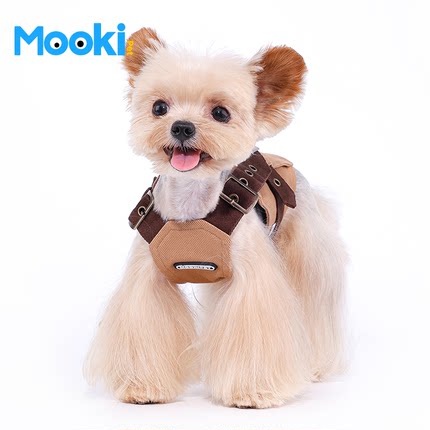 mookipet猫咪狗狗衣服比熊约克夏雪纳瑞小型犬宠物可牵引背带马甲