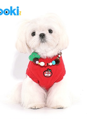 mookipet狗狗猫咪2025冬装新款衣服比熊约克夏小型犬毛衣背心红色