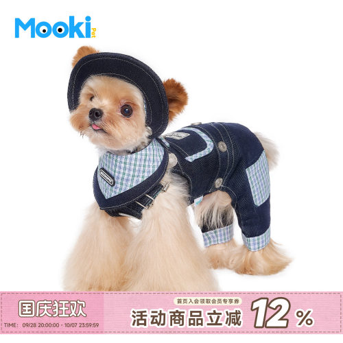 小型犬复古格纹牛仔帽可爱配饰