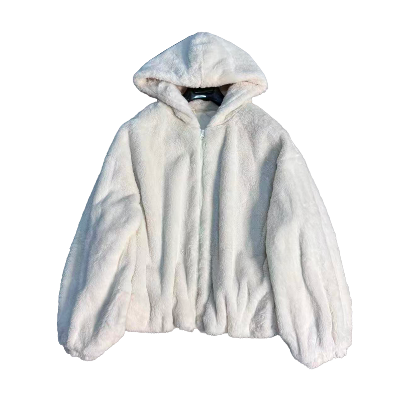 仿皮草连帽加厚保暖短款外套女