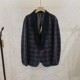 复古休闲宽松外套纯棉细格子小西服男装 灯芯绒西装 男春秋季 上衣