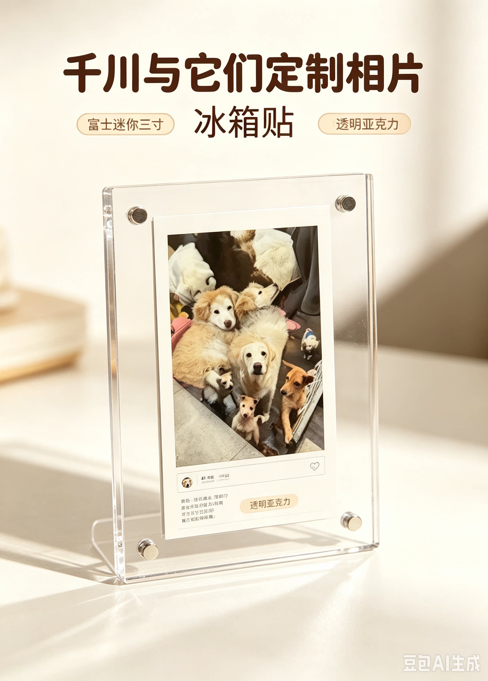 现场拍摄定制狗狗点拍特写镜头迷你相框磁吸冰箱贴（备注）