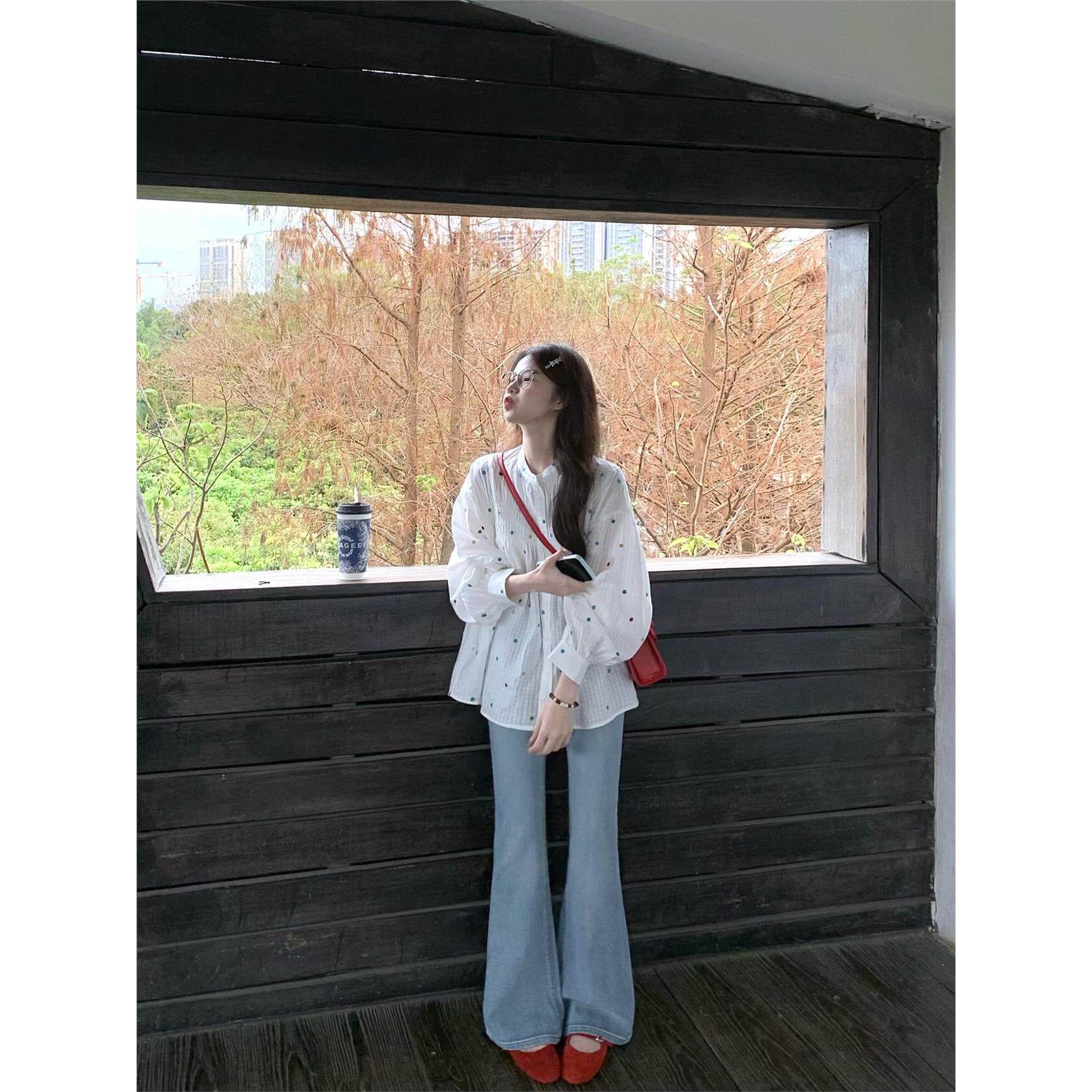 慵懒风立领韩版高品质衬衫女今年巨好看独特气质设计感小个子衬衫