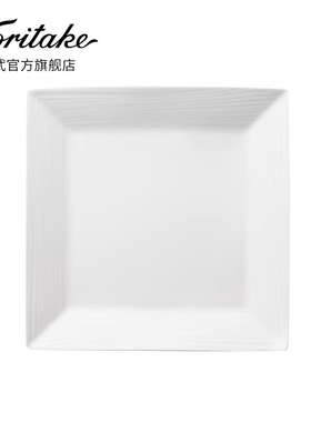 Noritake则武 CONJUNTO骨瓷白色方盘北欧风分餐餐盘家用西餐餐盘