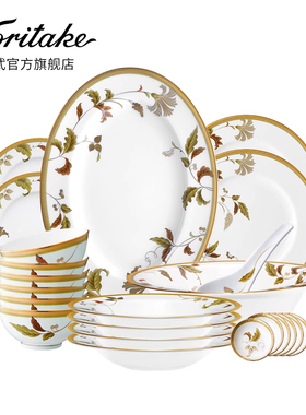 NORITAKE则武  ISLAY欧式奢华金边骨瓷餐具套装搬新家送礼6人份