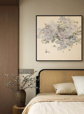 《浮光》中式中国风复古花朵客厅玄关装饰画壁画方形书房卧室挂画