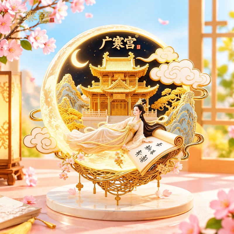 中秋佳节嫦娥奔月广寒宫浮雕新冰箱贴磁吸压克力平面国潮神话传说