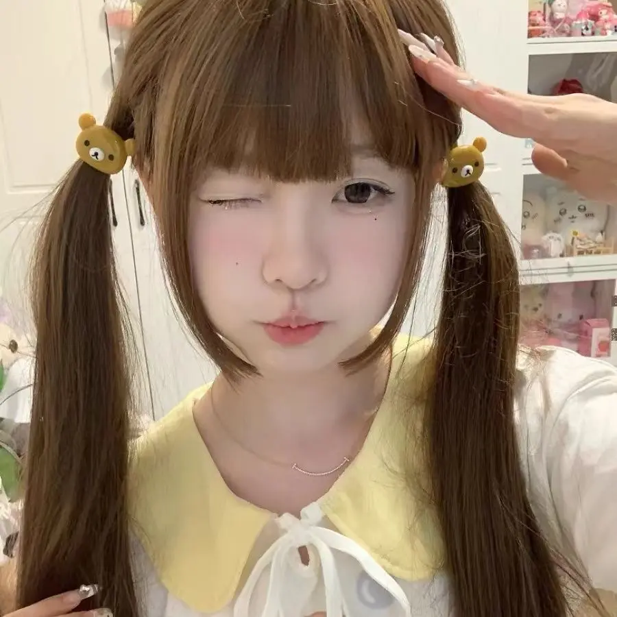 超可爱轻松熊发绳 熊哥熊妹头绳心双马尾皮筋弹力发圈发饰女塑料