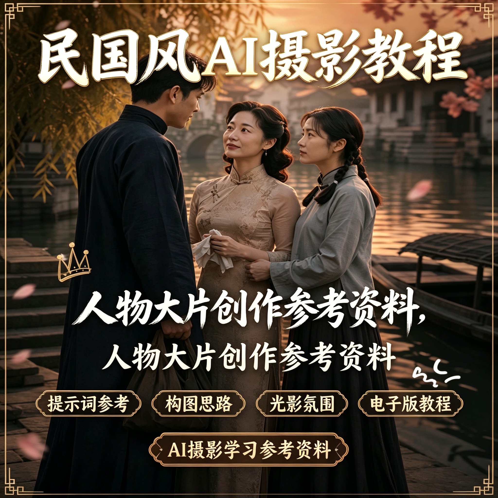 民国风AI人像摄影教程光影构图提示词人物大片创作电子版参考资料