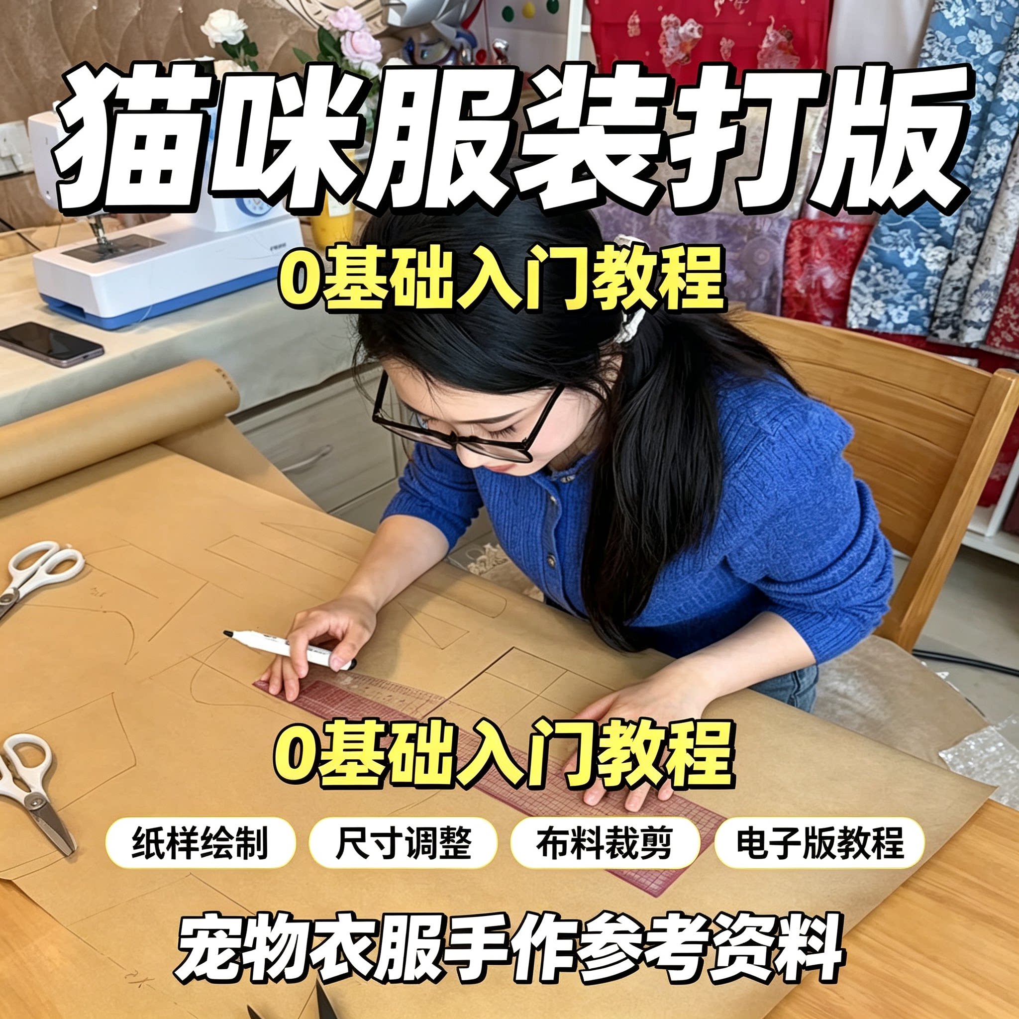 猫咪服装打版教程零基础宠物衣服纸样绘制尺寸裁剪电子版学习资料