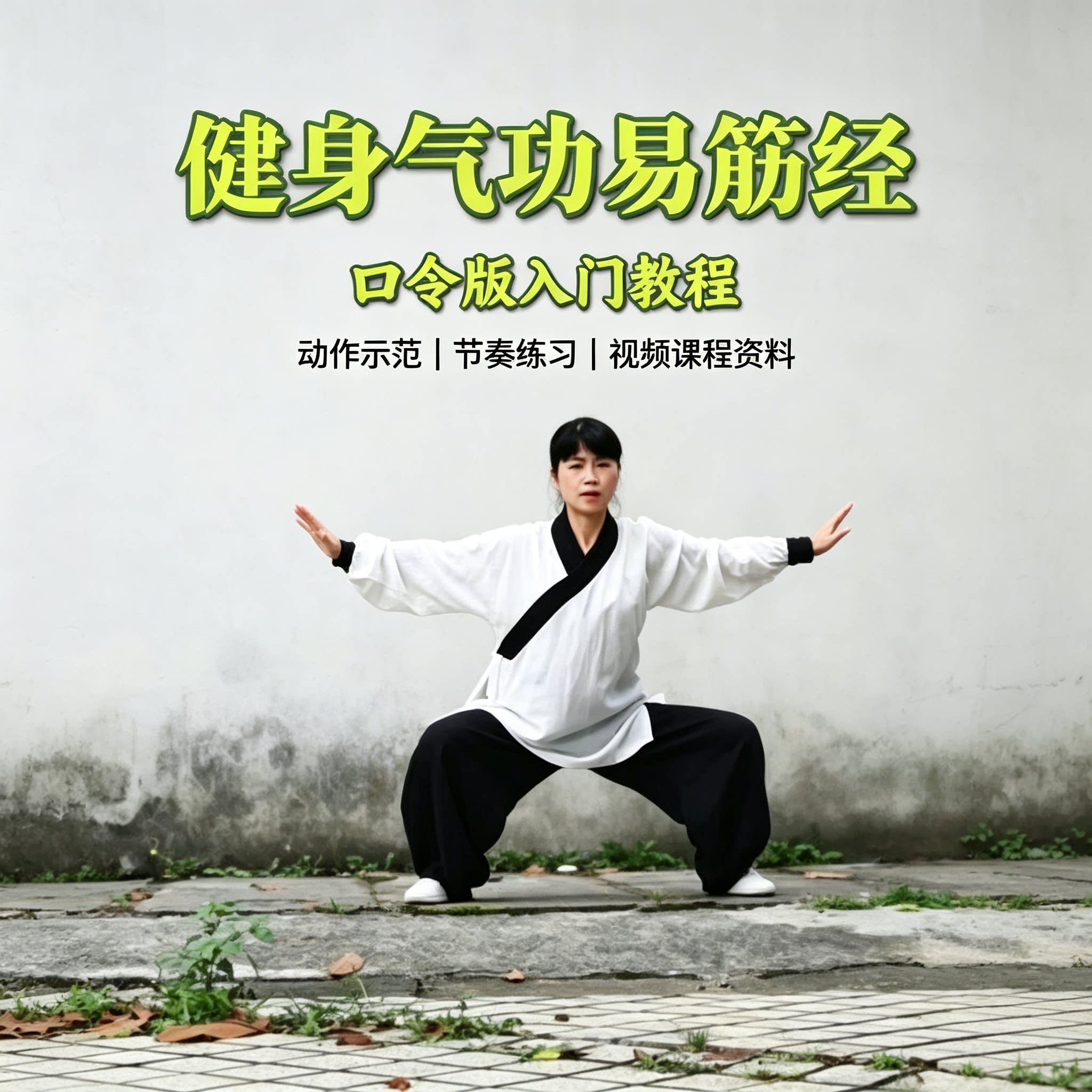 健身气功易筋经口令版教程全套动作示范居家养生舒展学习资料