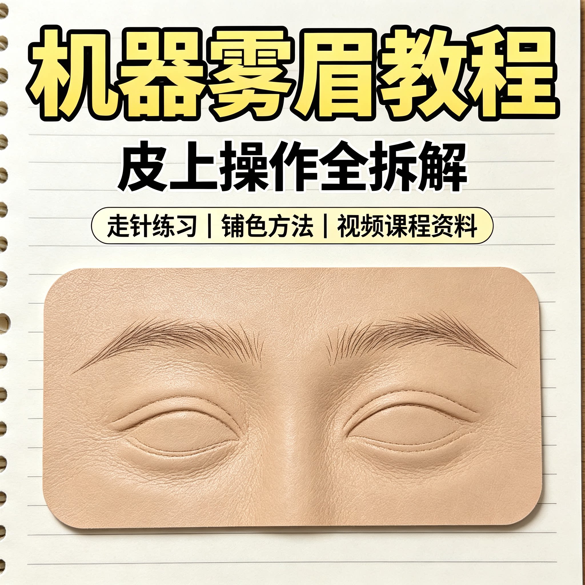 机器雾眉皮上操作教程走针铺色真人仿真皮练习纹绣新手电子版资料