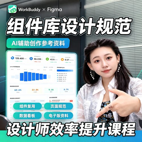 Figma组件库设计规范教程页面复用数据看板UI设计师效率提升资料