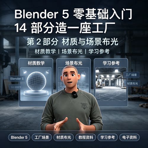 Blender5零基础入门场景布光工厂建模教学全套电子版学习参考资料