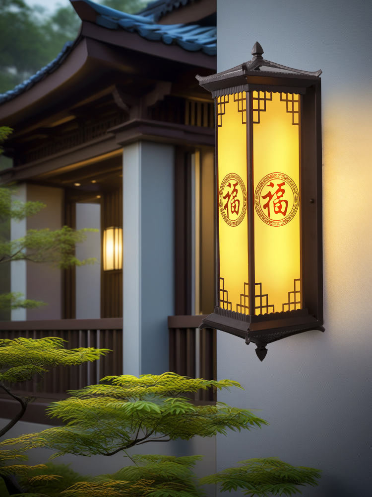 太阳能户外壁灯中式别墅院子柱子壁挂灯大门室外墙灯围墙接电壁灯