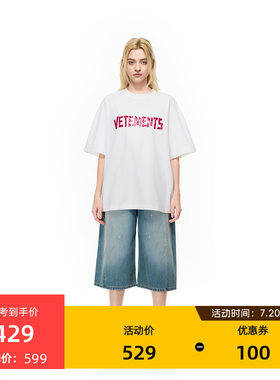 VETEMENTS新款街头风胶带logo图案男女同款短袖T恤36352510