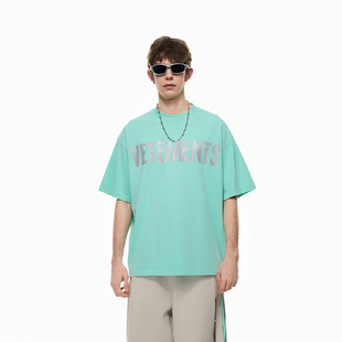 VETEMENTS新款男女同款水洗磨毛100%棉直筒印花短袖T恤36152002