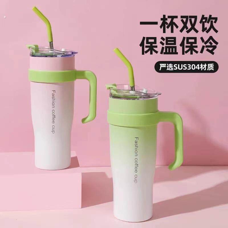 巨无霸保温杯女生高颜值带吸管冰霸杯韩版大容量保冷巨大水杯网红
