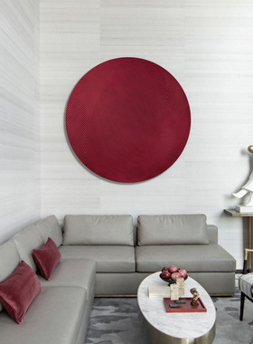 简约现代圆形木板雕刻装置实物画客厅玄关酒店设计师款工艺挂画