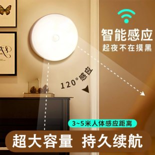 全新升级大容量智能人体感应LED灯USB太阳能充电磁吸小夜灯感应灯