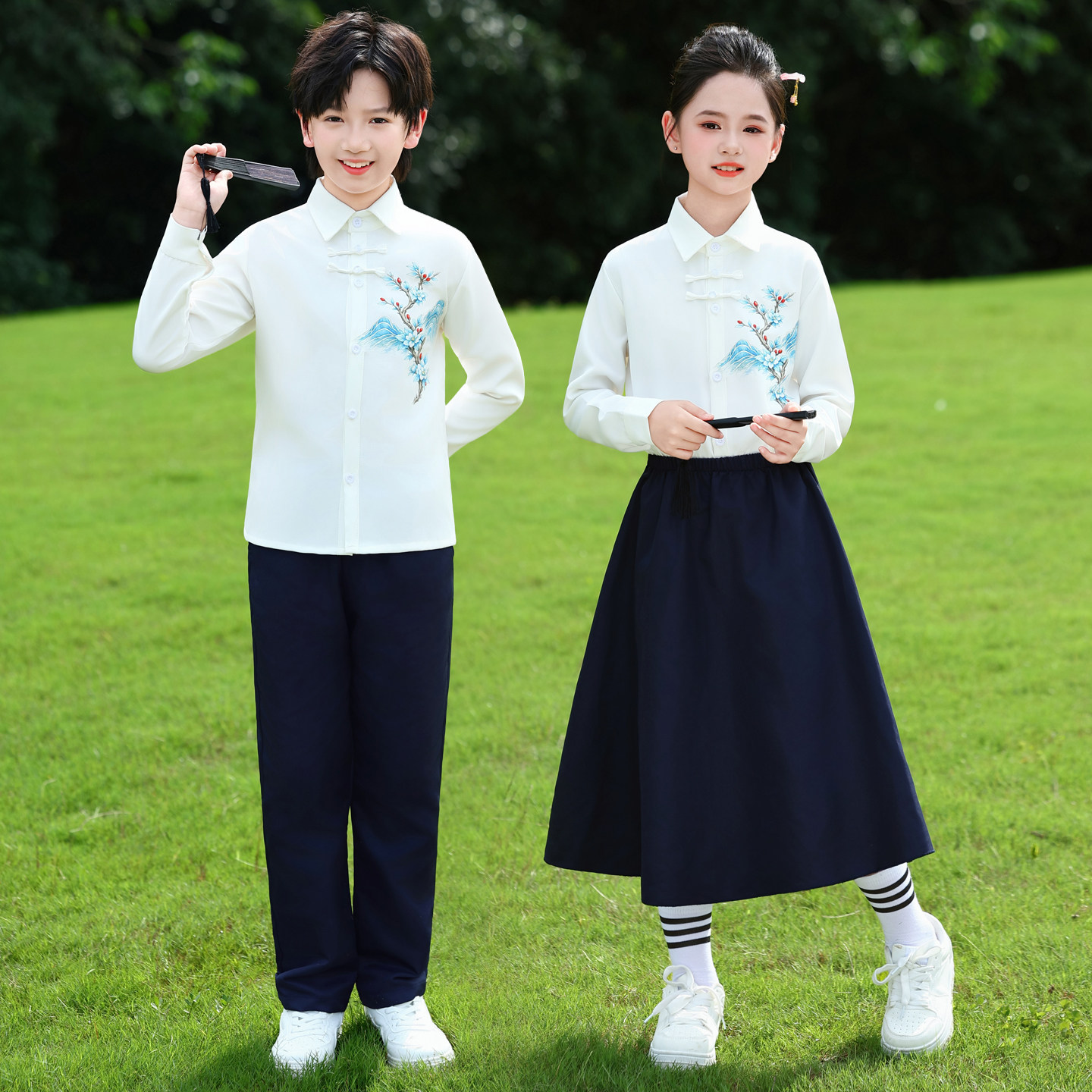 国庆儿童大合唱服诗歌朗诵服装中国风小学生国学汉服爱国诗歌朗诵