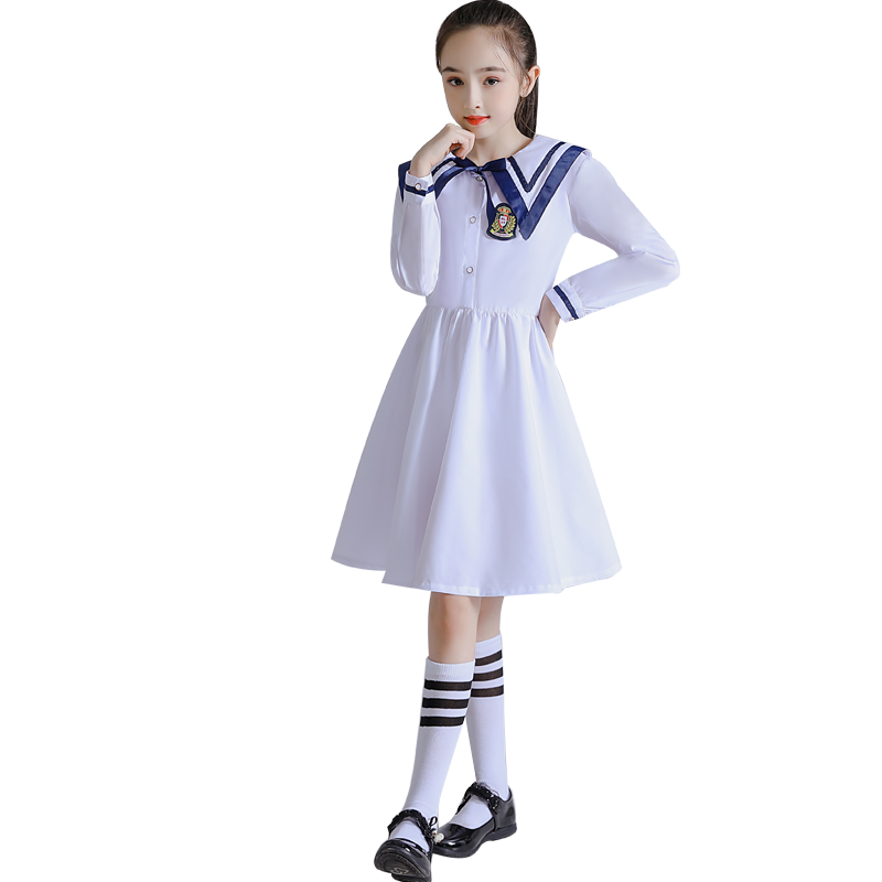 元旦男女童海军风连衣裙诗歌朗诵演出服装中小学生大合唱表演服装