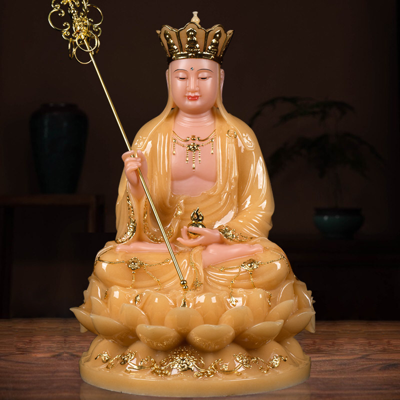 地藏王菩萨汉白玉娑婆三圣摆件