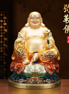台湾纯铜彩绘弥勒佛像大肚笑佛