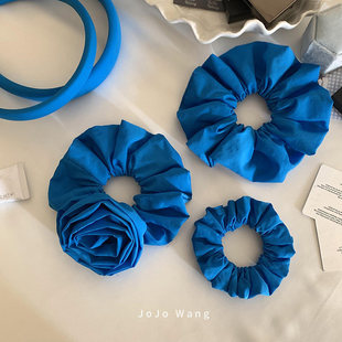 巨显白~蓝色系发箍发圈2026新款高级感洋气扎马尾头绳慵懒风发绳