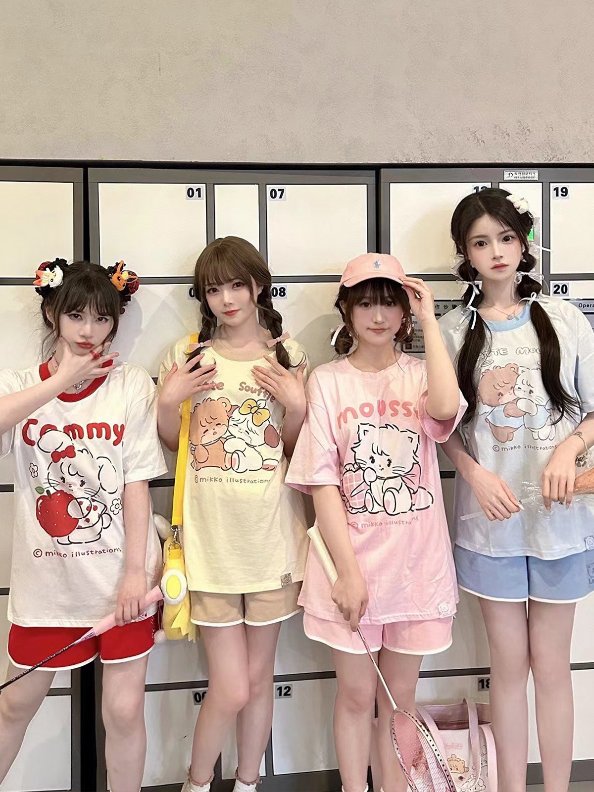 mikko正版联名夏季T恤纯棉宽松圆领短袖插肩袖印花可爱少女