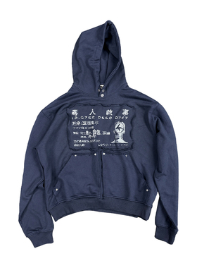 4AM 2025秋冬新款“寻人启事”kito同款贴布连帽卫衣男女同款帽衫