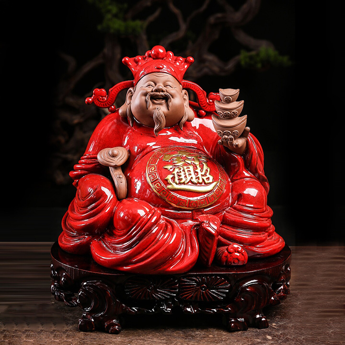 曾国清陶瓷财神爷摆件家用佛像招财坐式文财神像招财供奉开业礼品