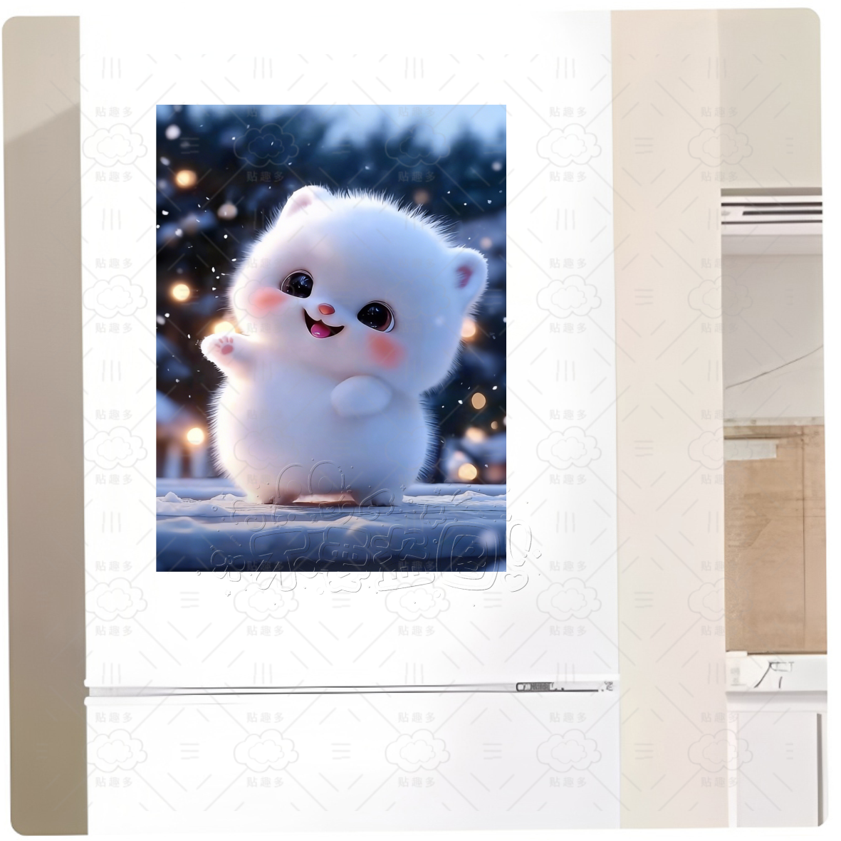 可爱小熊卡通墙贴儿童房装饰贴纸萌趣动物图案有背景软装自粘贴画